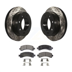 Rear Coated Drilled Slotted Disc Brake Rotors And Ceramic Pads Kit For Chevrolet Express 3500 2500 GMC Savana KDT-100428