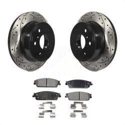 Rear Coated Drilled Slotted Disc Brake Rotors And Ceramic Pads Kit For Chevrolet Silverado 1500 GMC Sierra Tahoe Suburban Yukon Cadillac XL Avalanche Escalade ESV EXT KDT-100429