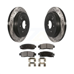 Rear Coated Drilled Slotted Disc Brake Rotors And Ceramic Pads Kit For Chevrolet Traverse GMC Acadia Buick Enclave Saturn Outlook Limited KDT-100431