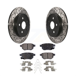 Rear Coated Drilled Slotted Disc Brake Rotors And Ceramic Pads Kit For Toyota Corolla Prius Matrix Prime Pontiac Vibe Lexus CT200h Plug-In KDT-100432