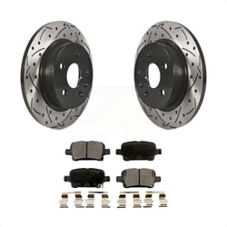 Rear Coated Drilled Slotted Disc Brake Rotors And Ceramic Pads Kit For 2016 Chevrolet Cruze With 268mm Diameter Rotor KDT-100438