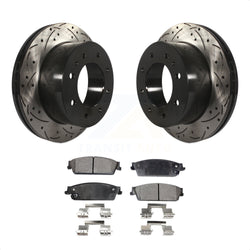 Rear Coated Drilled Slotted Disc Brake Rotors And Ceramic Pads Kit For 2011 Chevrolet Silverado 1500 Hybrid KDT-100441
