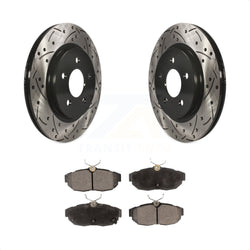 Rear Coated Drilled Slotted Disc Brake Rotors And Ceramic Pads Kit For Ford Mustang KDT-100448