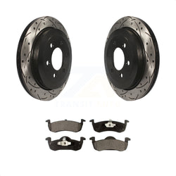 Rear Coated Drilled Slotted Disc Brake Rotors And Ceramic Pads Kit For 2007-2017 Ford Expedition Lincoln Navigator KDT-100457