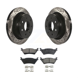 Rear Coated Drilled Slotted Disc Brake Rotors And Ceramic Pads Kit For 2012-2014 Ford F-150 With 7 Lug Wheels KDT-100463