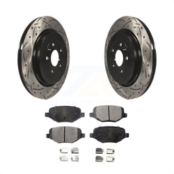 Rear Coated Drilled Slotted Disc Brake Rotors And Ceramic Pads Kit For Ford Explorer Police Interceptor Utility Lincoln MKS Flex Taurus MKT KDT-100464