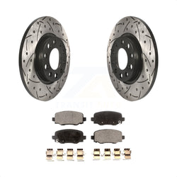 Rear Coated Drilled Slotted Disc Brake Rotors And Ceramic Pads Kit For Jeep Cherokee Chrysler 200 KDT-100488
