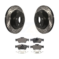 Rear Coated Drilled Slotted Disc Brake Rotors And Ceramic Pads Kit For Mercedes-Benz E350 E320 E500 CLS550 E400 CLS500 CLS400 E550 E63 AMG KDT-100495