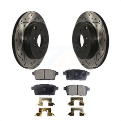 Rear Coated Drilled Slotted Disc Brake Rotors And Ceramic Pads Kit For 2007-2015 Mazda CX-9 KDT-100509