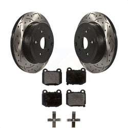 Rear Coated Drilled Slotted Disc Brake Rotors And Ceramic Pads Kit For Subaru Impreza WRX STI KDT-100519