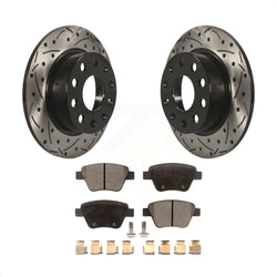 Rear Coated Drilled Slotted Disc Brake Rotors And Ceramic Pads Kit For Volkswagen Beetle GTI Eos With 253mm Diameter Rotor KDT-100534