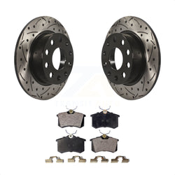 Rear Coated Drilled Slotted Disc Brake Rotors And Ceramic Pads Kit For Volkswagen Jetta Beetle Golf SportWagen KDT-100536
