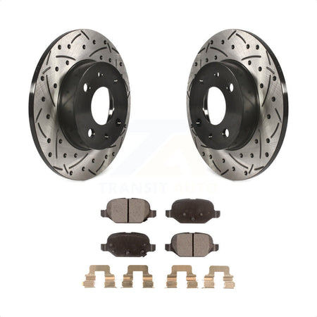 Rear Coated Drilled Slotted Disc Brake Rotors And Ceramic Pads Kit For Fiat 500 KDT-100541 by Transit Auto