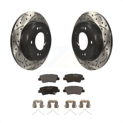 Rear Coated Drilled Slotted Disc Brake Rotors And Ceramic Pads Kit For Hyundai Elantra Kia Soul Venue KDT-100545