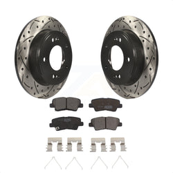 Rear Coated Drilled Slotted Disc Brake Rotors And Ceramic Pads Kit For Kia Soul Forte Hyundai Veloster Elantra GT Kona Forte5 KDT-100546