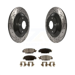 Rear Coated Drilled Slotted Disc Brake Rotors And Ceramic Pads Kit For Mazda CX-5 KDT-100550
