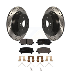 Rear Coated Drilled Slotted Disc Brake Rotors And Ceramic Pads Kit For 2014-2016 Acura MDX KDT-100553