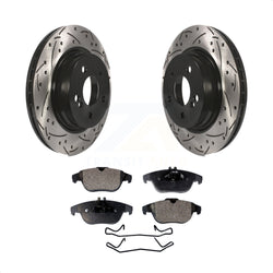 Rear Coated Drilled Slotted Disc Brake Rotors And Ceramic Pads Kit For Mercedes-Benz E350 C250 C300 C350 E550 KDT-100554
