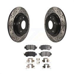 Rear Coated Drilled Slotted Disc Brake Rotors And Ceramic Pads Kit For 2016-2018 Mazda CX-3 KDT-100562
