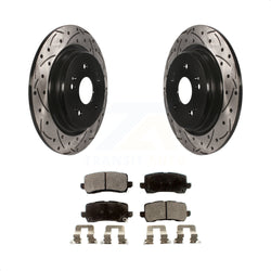 Rear Coated Drilled Slotted Disc Brake Rotors And Ceramic Pads Kit For 2015-2020 Acura TLX KDT-100564