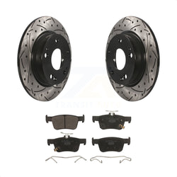 Rear Coated Drilled Slotted Disc Brake Rotors And Ceramic Pads Kit For Honda Civic KDT-100566