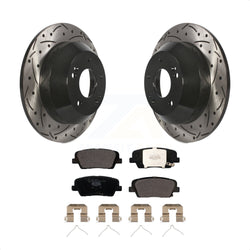 Rear Coated Drilled Slotted Disc Brake Rotors And Ceramic Pads Kit For Kia Sorento Hyundai Santa Fe Sport XL KDT-100575