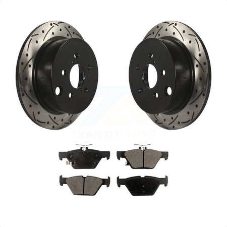 Rear Coated Drilled Slotted Disc Brake Rotors And Ceramic Pads Kit For Subaru Crosstrek KDT-100579 by Transit Auto