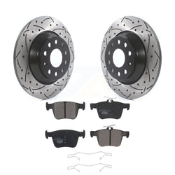 Rear Coated Drilled Slotted Disc Brake Rotors And Ceramic Pads Kit For Volkswagen Tiguan Jetta Audi TT Quattro KDT-100583