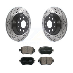 Rear Coated Drilled Slotted Disc Brake Rotors And Ceramic Pads Kit For 2016-2018 Audi Q3 Quattro KDT-100584