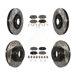 Front Rear Coated Drilled Slotted Disc Brake Rotors And Ceramic Pads Kit For Jeep Renegade Fiat 500X KDT-100588