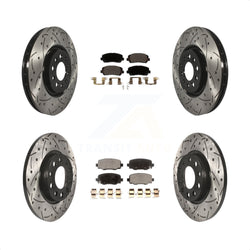 Front Rear Coated Drilled Slotted Disc Brake Rotors And Ceramic Pads Kit For Jeep Cherokee Chrysler 200 KDT-100589