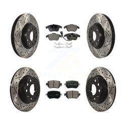 Front Rear Coated Drilled Slotted Disc Brake Rotors And Ceramic Pads Kit For Volkswagen Passat KDT-100591