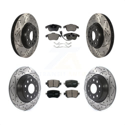 Front Rear Coated Drilled Slotted Disc Brake Rotors And Ceramic Pads Kit For 2016-2018 Audi Q3 Quattro KDT-100592