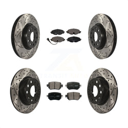 Front Rear Coated Drilled Slotted Disc Brake Rotors And Ceramic Pads Kit For Volkswagen GTI Golf Alltrack Passat KDT-100595
