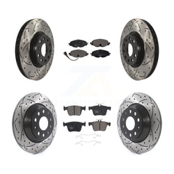 Front Rear Coated Drilled Slotted Disc Brake Rotors And Ceramic Pads Kit For Audi TT Quattro KDT-100596