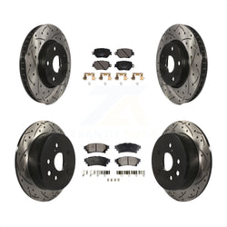 Front Rear Coated Drilled Slotted Disc Brake Rotors And Ceramic Pads Kit For Lexus IS250 KDT-100601