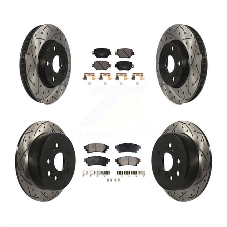 Front Rear Coated Drilled Slotted Disc Brake Rotors And Ceramic Pads Kit For Lexus IS250 KDT-100601 by Transit Auto