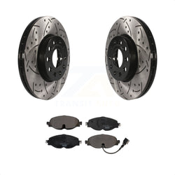 Front Coated Drilled Slotted Disc Brake Rotors And Ceramic Pads Kit For Volkswagen Jetta Audi Golf A3 SportWagen Quattro e-Golf Taos KDT-100618