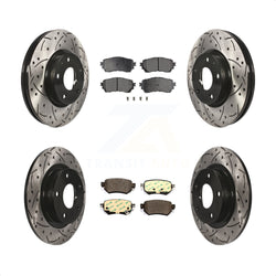 Front Rear Coated Drilled Slotted Disc Brake Rotors And Ceramic Pads Kit For 2016-2018 Mazda 6 KDT-100622