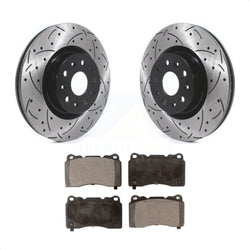Front Coated Drilled Slotted Disc Brake Rotors And Ceramic Pads Kit For Cadillac CTS CT6 Chevrolet Camaro KDT-100629