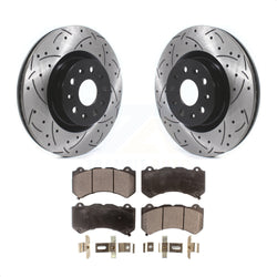 Front Coated Drilled Slotted Disc Brake Rotors And Ceramic Pads Kit For 2016 Cadillac CTS Vsport Premium with RWD KDT-100630