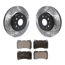 Front Coated Drilled Slotted Disc Brake Rotors And Ceramic Pads Kit For Chevrolet Camaro Cadillac CTS CT6 KDT-100632