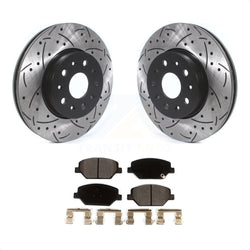 Front Coated Drilled Slotted Disc Brake Rotors And Ceramic Pads Kit For Chevrolet Camaro Without Brembo Calipers KDT-100637