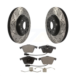 Front Coated Drilled Slotted Disc Brake Rotors And Ceramic Pads Kit For Volkswagen CC Passat KDT-100640