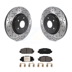 Front Coated Drilled Slotted Disc Brake Rotors And Ceramic Pads Kit For Honda CR-V KDT-100653