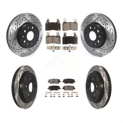 Front Rear Coated Drilled Slotted Disc Brake Rotors And Ceramic Pads Kit For Cadillac CTS KDT-100665