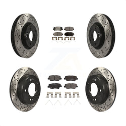 Front Rear Coated Drilled Slotted Disc Brake Rotors And Ceramic Pads Kit For Hyundai Veloster KDT-100670