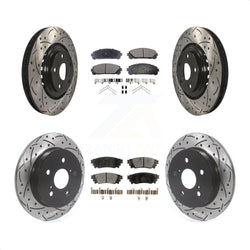 Front Rear Coated Drilled Slotted Disc Brake Rotors And Ceramic Pads Kit For Lexus NX200t NX300 NX300h KDT-100672