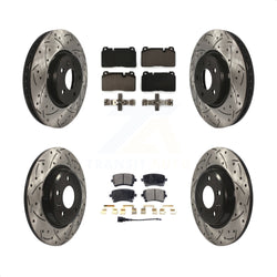 Front Rear Coated Drilled Slotted Disc Brake Rotors And Ceramic Pads Kit For 2016 Audi Q5 FLEX engine KDT-100674