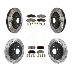Front Rear Coated Drilled Slotted Disc Brake Rotors And Ceramic Pads Kit For Acura MDX KDT-100677